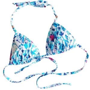 SAHA Breathe triangle swimsuit halter bikini top floral print tulips Size S NEW